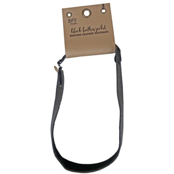 BLACK LEATHER PEBBLED HEADBAND NWT - Picture 5 of 7